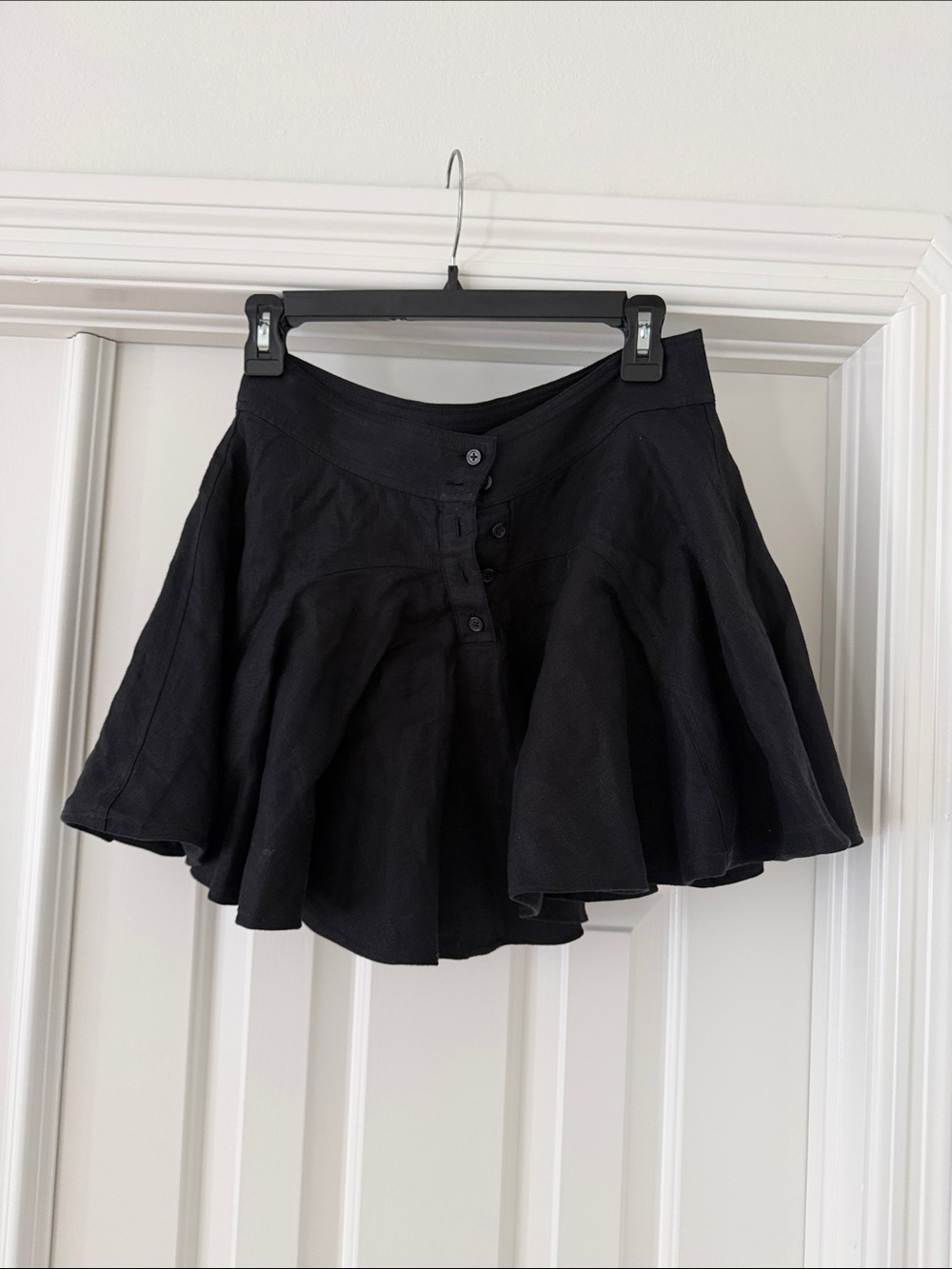 J. Crew Black Button-Front Mini Skirt